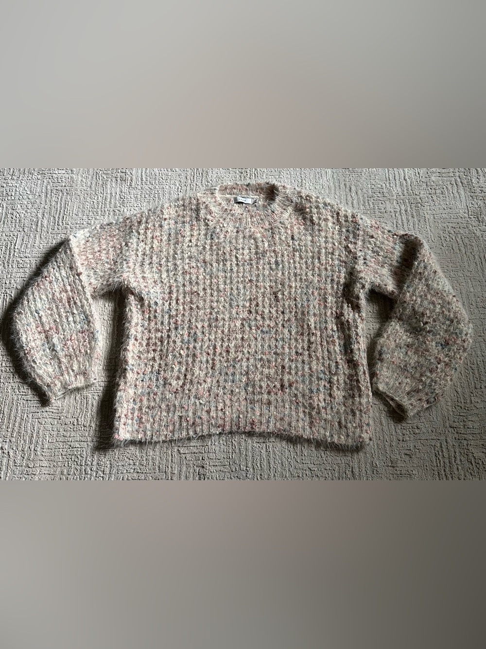 Lush Multi-Color Fuzzy Open Knit Sweater